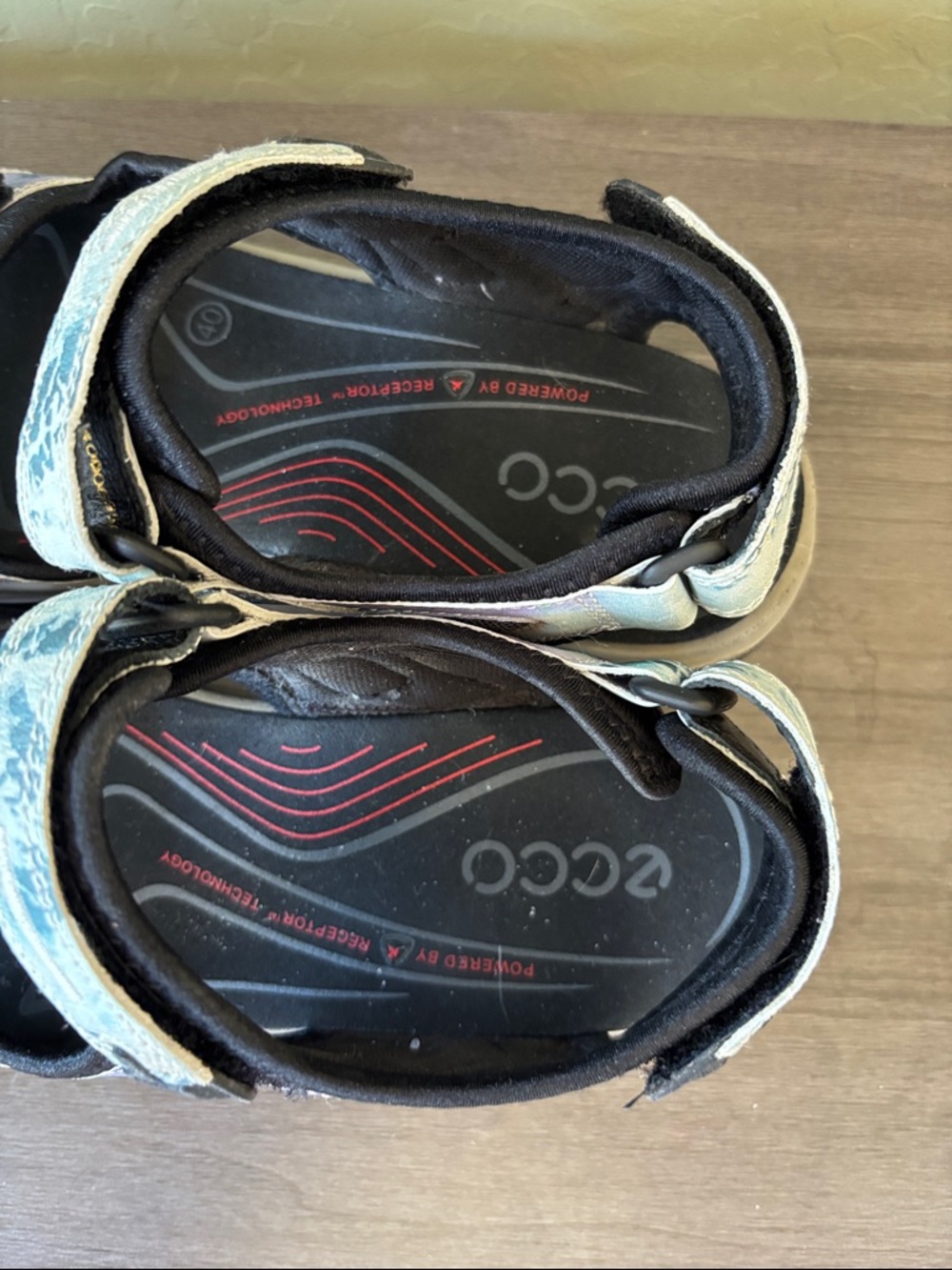 Ecco Yucatan Offroad Sandals Womens Blue Print Shoes Walking Hiking Size 40 - Picture 7 of 9